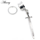 2pcs Stainless Steel Cat Sword Cross Ear Tunnels Plugs