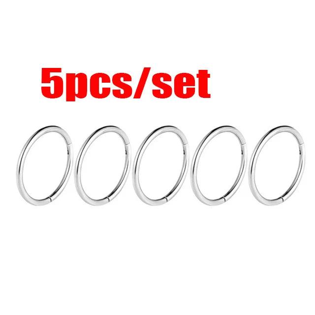 5 Pcs Titanium Nose Rings Stainless Steel Unisex Body Jewelry