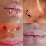 5 Pcs Titanium Nose Rings Stainless Steel Unisex Body Jewelry
