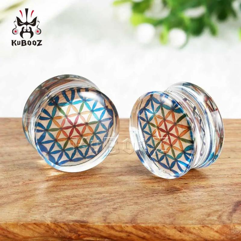 Colorful Texture Acylic Ear Plugs Piercing Tunnels Ear Expanders 2pcs