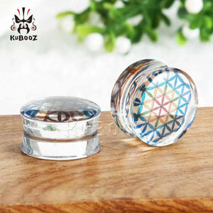 Colorful Texture Acylic Ear Plugs Piercing Tunnels Ear Expanders 2pcs