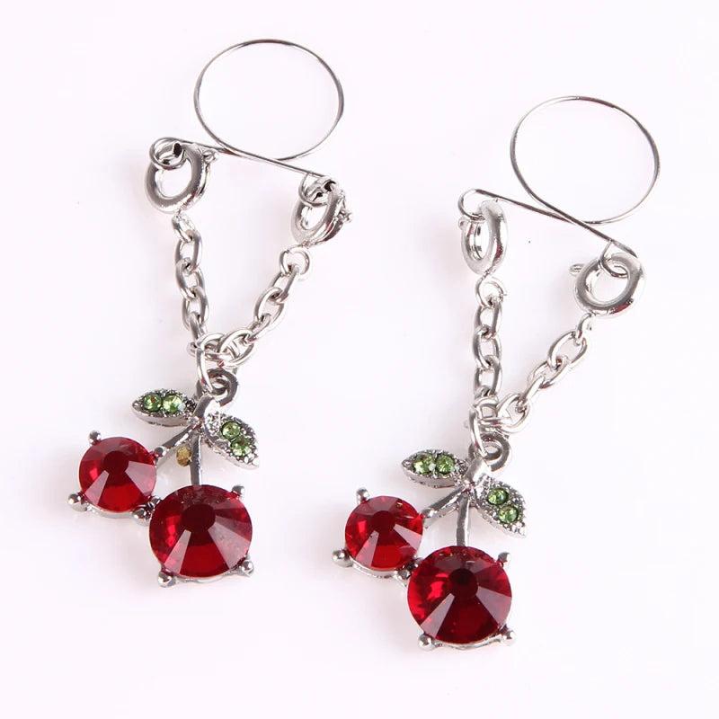 Red Crystal Nipple Ring Body Piercing Jewelry