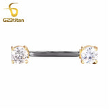 2pcs 14g Nipple Rings Bright Zircon Straight Barbell Surgical Steel Piercings