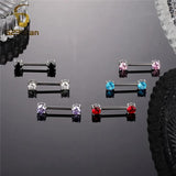 2pcs 14g Nipple Rings Bright Zircon Straight Barbell Surgical Steel Piercings