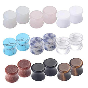 Ear Plugs Stone Silicone Acrylic Tunnels Double Flared Ear Gauges Plugs