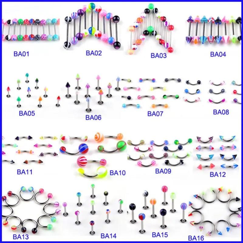 Mixed Belly Lip Eyebrow Tongue Nipple Bar Ring Body Piercing Studs