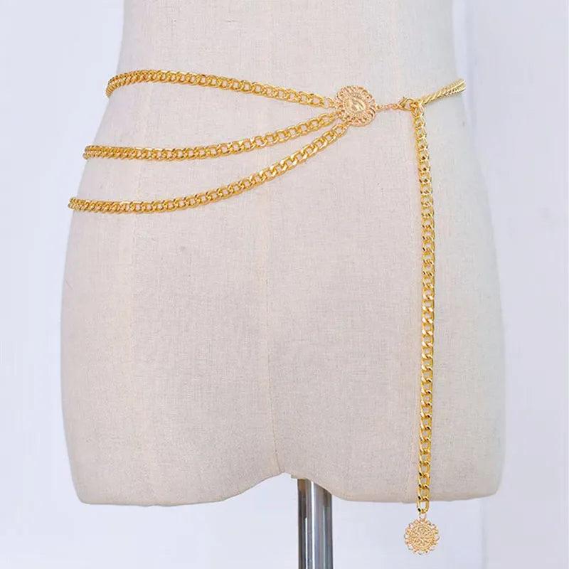 Silver Plated Belly Chain Jewelry for Women Girls HA23302