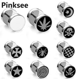 12pcs Punk Gothic Stainless Steel Ear Stud Barbell Earrings Star Skull Leaf