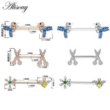 2pcs 14G Women Nipple Rings Bird Scissors Clear Zircon Barbell Body Jewelry