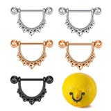 Stainless Steel D-Shaped Love Nipple Piercing Set 14G