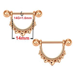 Stainless Steel D-Shaped Love Nipple Piercing Set 14G
