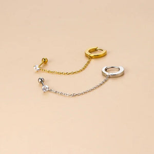 Crystal Zircon Ear Studs Earrings Stainless Steel Chains Tragus Cartilage Pierci