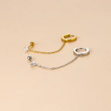 Crystal Zircon Ear Studs Earrings Stainless Steel Chains Tragus Cartilage Pierci