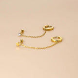 Crystal Zircon Ear Studs Earrings Stainless Steel Chains Tragus Cartilage Pierci