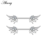 Stainless Steel Crystal Nipple Barbell Heart Flower Shield Cover Rings