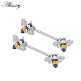 Stainless Steel Crystal Nipple Barbell Heart Flower Shield Cover Rings