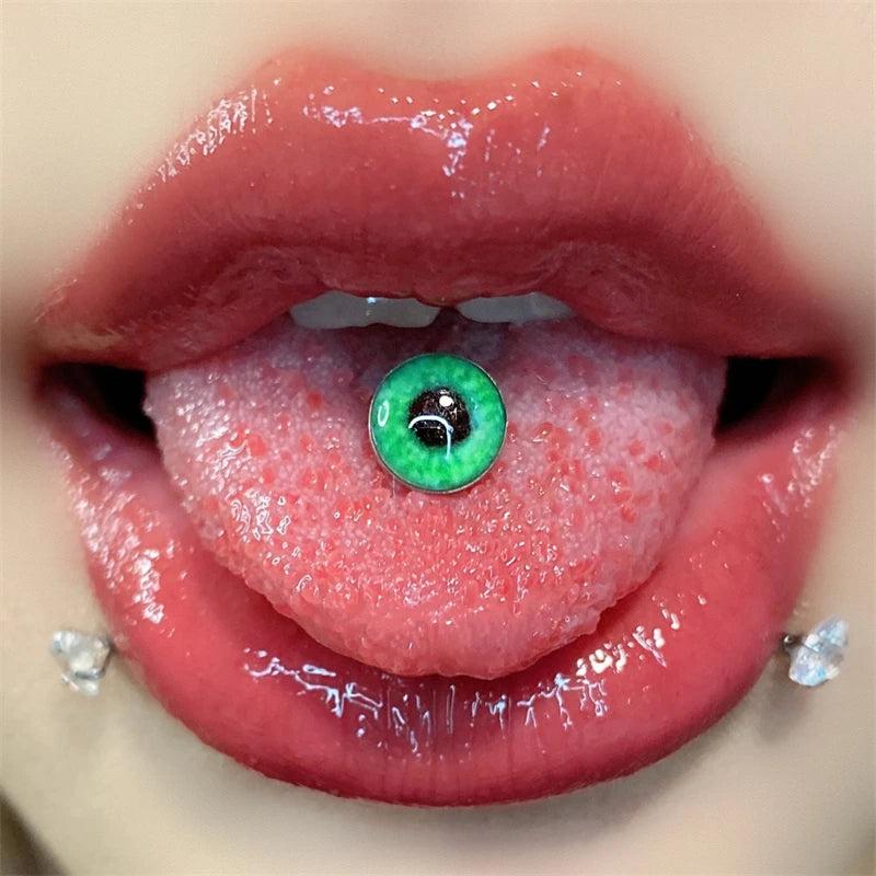 Titanium Steel Devil Eye Tongue Stud - Body Jewelry