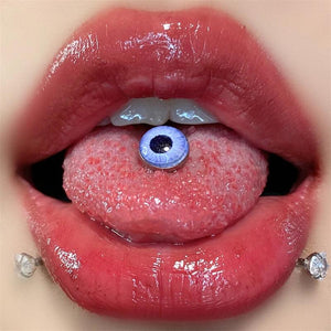 Titanium Steel Devil Eye Tongue Stud - Body Jewelry