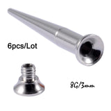 6pcs Stainless Steel Screw Fit Ear Gauges 8g-00g