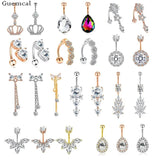 Golden Zircon Crystal Belly Button Ring Tassel Belly Button