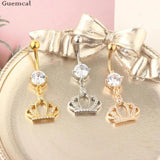 Golden Zircon Crystal Belly Button Ring Tassel Belly Button