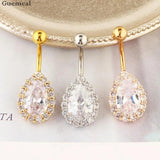 Golden Zircon Crystal Belly Button Ring Tassel Belly Button
