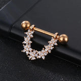 V Shape Nipple Earrings with Zirconia Stainless Steel Post Body Jewelry