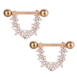 V Shape Nipple Earrings with Zirconia Stainless Steel Post Body Jewelry