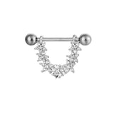 V Shape Nipple Earrings with Zirconia Stainless Steel Post Body Jewelry