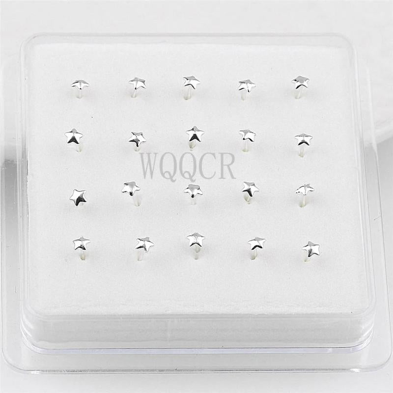 20PCS/Box Five-pointed Star Female Stud-Shaped Nose Nails Body Piercing Jewelry