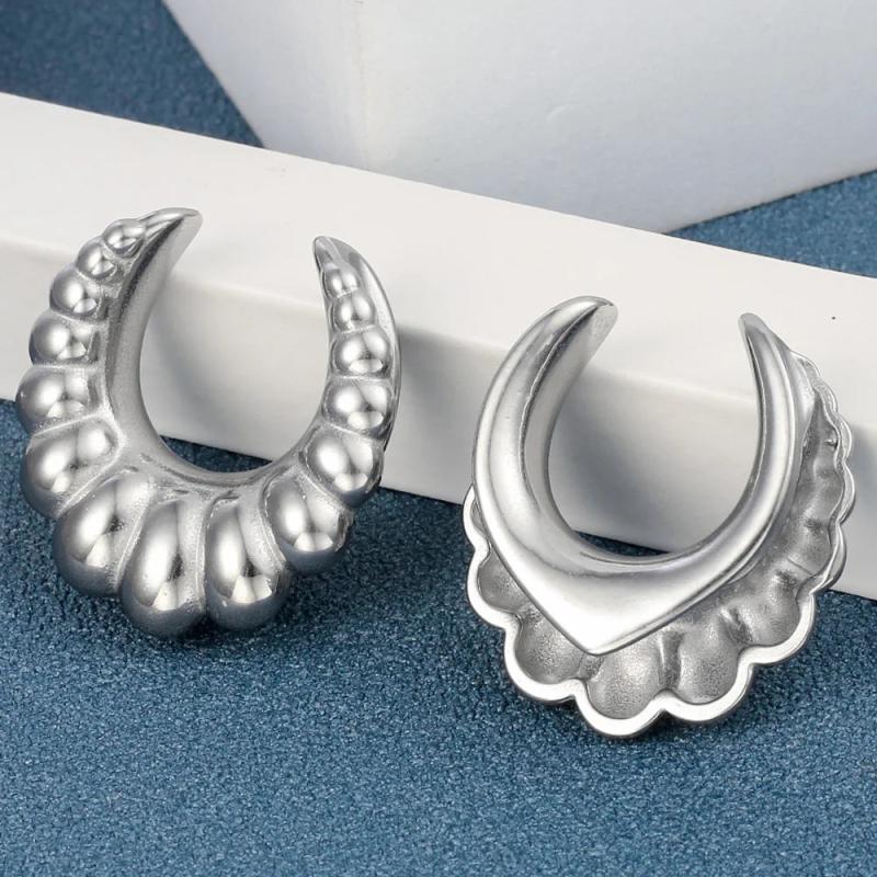 2 PCS Wedding Saddle Ear Gauges Stretcher Stainless Steel Tunnels Plugs