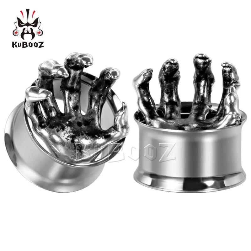 Stainless Steel Ear Piercing Tunnels Double Flared Hand Plugs