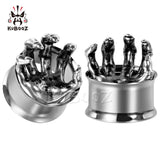 Stainless Steel Ear Piercing Tunnels Double Flared Hand Plugs