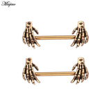 Miqiao 2pcs Stainless Steel Skull Two-hand Breast Ring