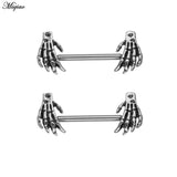 Miqiao 2pcs Stainless Steel Skull Two-hand Breast Ring