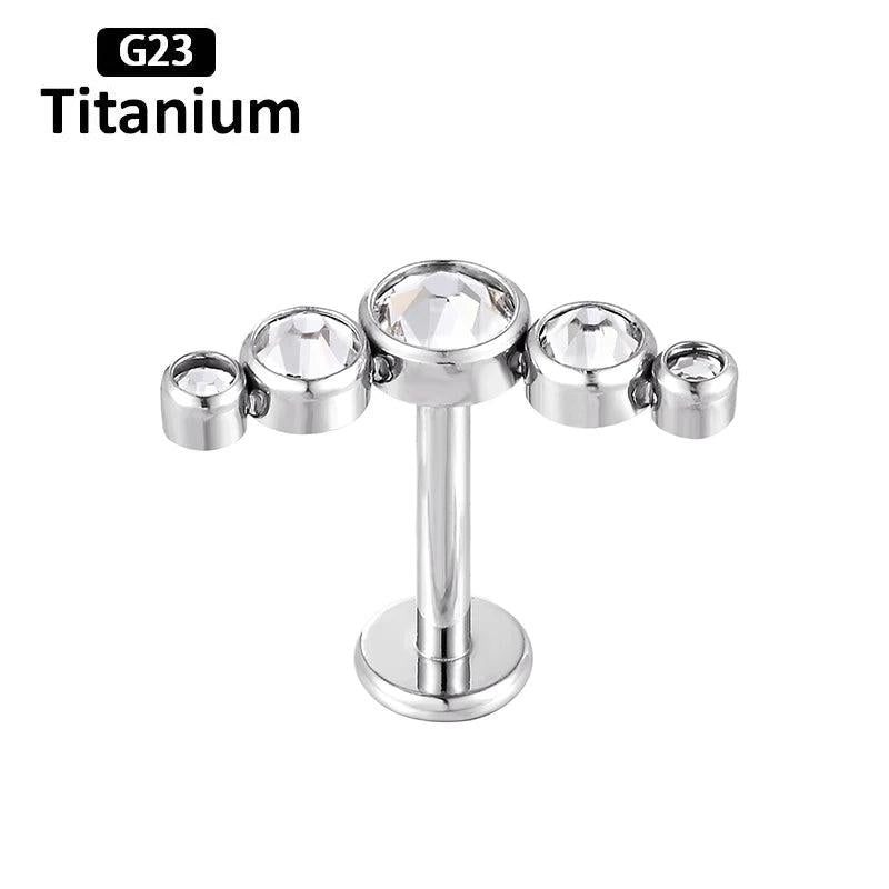 G23 Titanium 16G CZ Inlaid Drilling Ear Nail