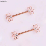 Stainless Steel Vacuum Plating Nipple Ring Flowers Piercing Jewelry