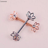 Stainless Steel Vacuum Plating Nipple Ring Flowers Piercing Jewelry