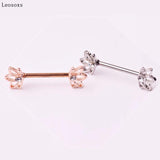 Stainless Steel Vacuum Plating Nipple Ring Flowers Piercing Jewelry