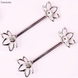Stainless Steel Vacuum Plating Nipple Ring Flowers Piercing Jewelry