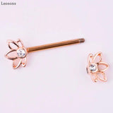 Stainless Steel Vacuum Plating Nipple Ring Flowers Piercing Jewelry