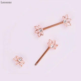 Stainless Steel Vacuum Plating Nipple Ring Flowers Piercing Jewelry
