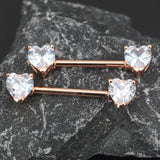 2Pcs Clear Heart Nipple Barbell Piercing Jewelry 14G 16mm Stainless Steel