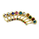 10pc Titanium Anodized Mixed CZ Double Gem Belly Button Ring 14g