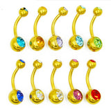 10pc Titanium Anodized Mixed CZ Double Gem Belly Button Ring 14g