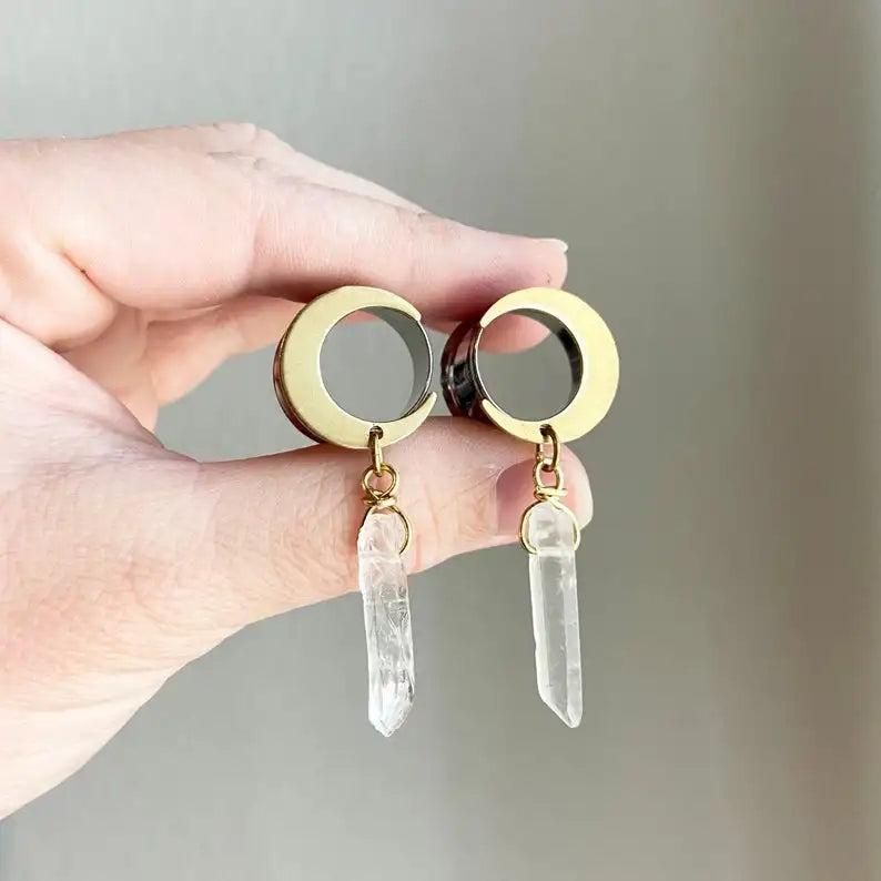 Bohemian Moon Quartz Plugs Stainless Steel