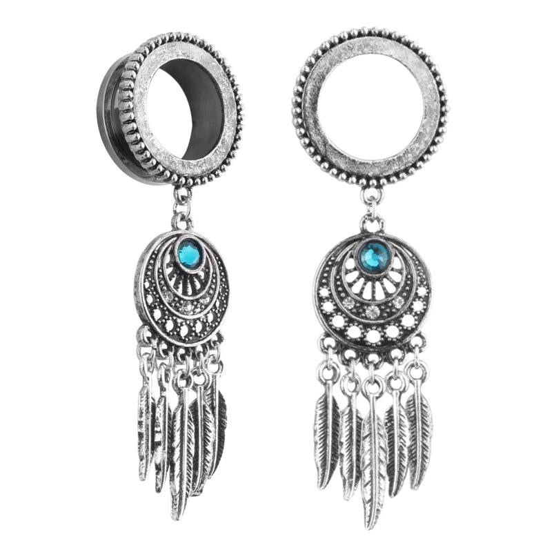 316L Stainless Steel Dream Catcher Dangled Ear Plugs