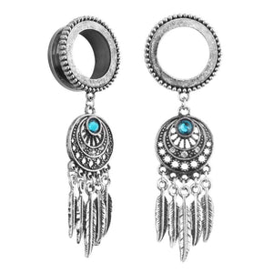 316L Stainless Steel Dream Catcher Dangled Ear Plugs