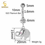 Lucky Jewelry Zircon Elephant Belly Button Piercing 14G Titanium Navel Earring