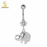 Lucky Jewelry Zircon Elephant Belly Button Piercing 14G Titanium Navel Earring